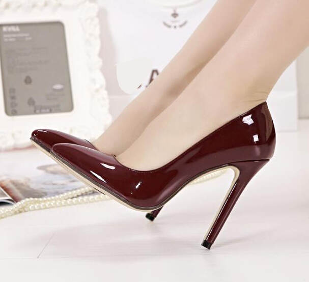 wine color heels