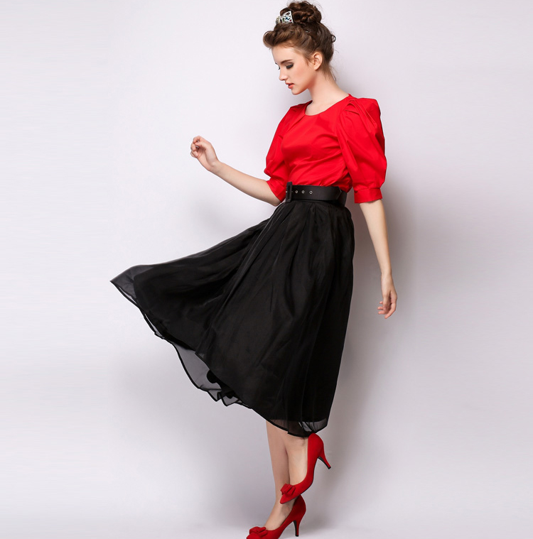 2015 Wholesale Fashion Women Long Ball Gown Black Skirt