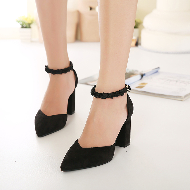 Low-cost Pointed Toe Chunky Heels Rose 