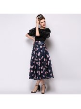 2015 Noble Temperament Women Floral Printing Rose Casual Skirt
