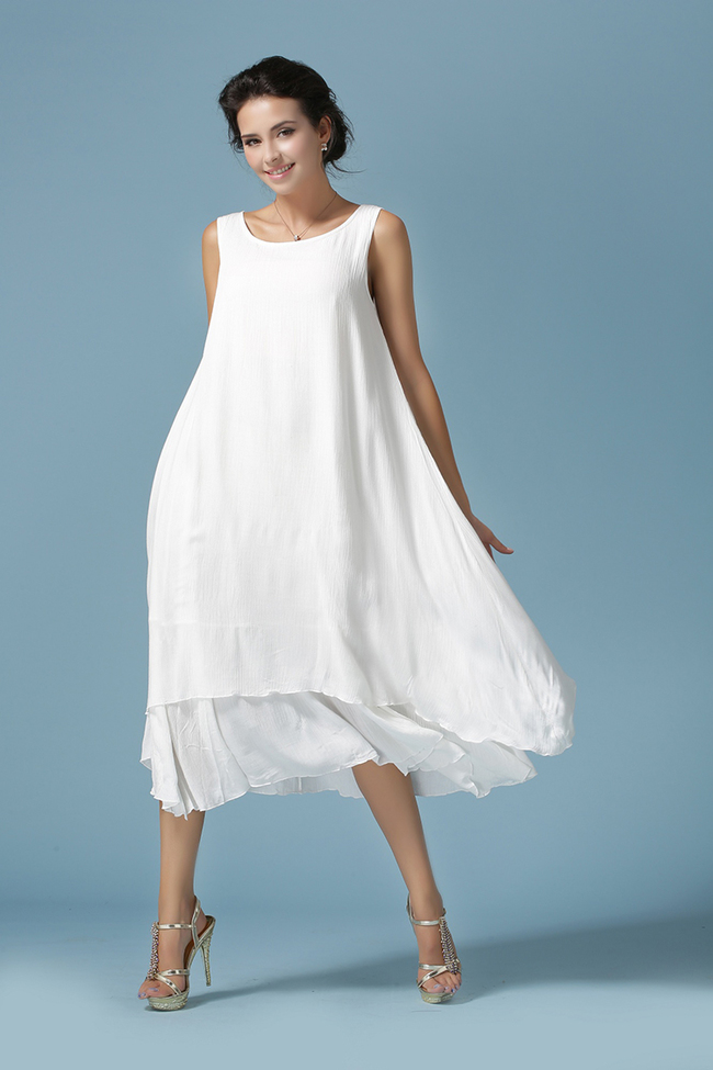 Wholesale 2015 Vintage Korean Women Sleeveless Double-layered White ...