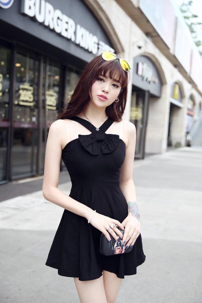 Sexy Black Women Halter Dress Korean Style Honey Girls Fashion Slim 8681