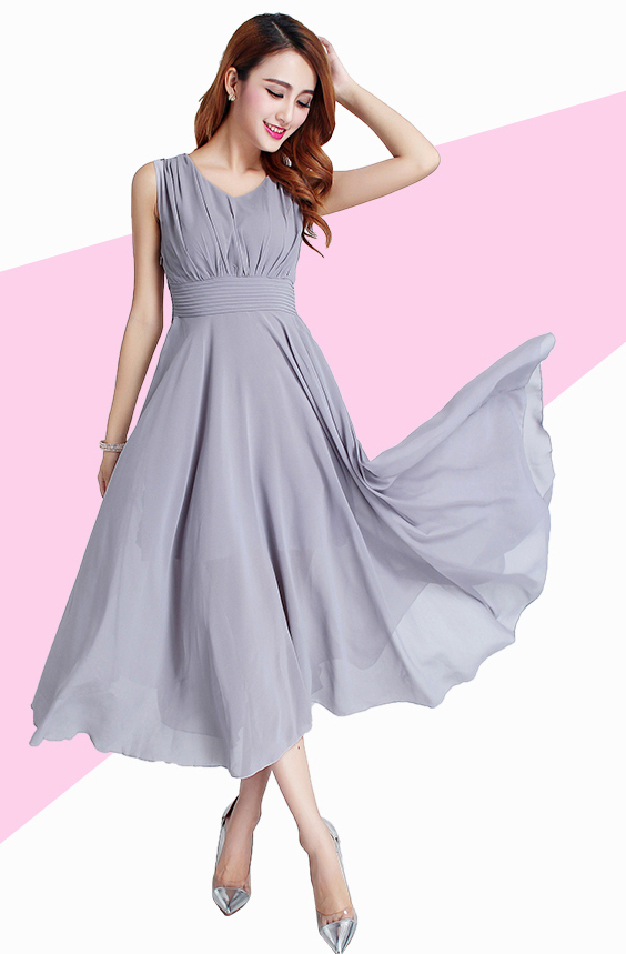 2015 High Quality Stylish Sleeveless Elegant Korean Dress