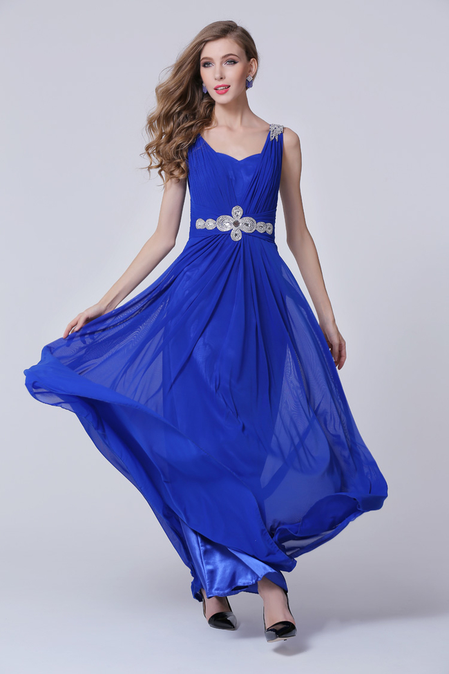 Best Selling Diamond Jewelry V-neck Backless Maxi Dress Evening Dress