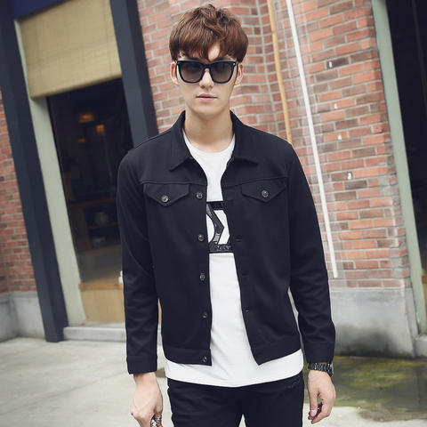 Korean Style Men Jacket Simple Design Solid Color Slim Handsome Vanguard