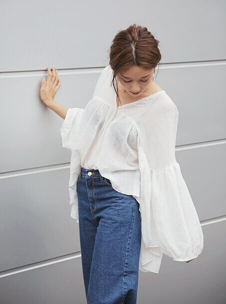 baggy white blouse