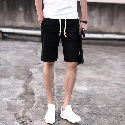 Korean Style Men Shorts Stylish Handsome Black Fashion Casual Drawstring Up