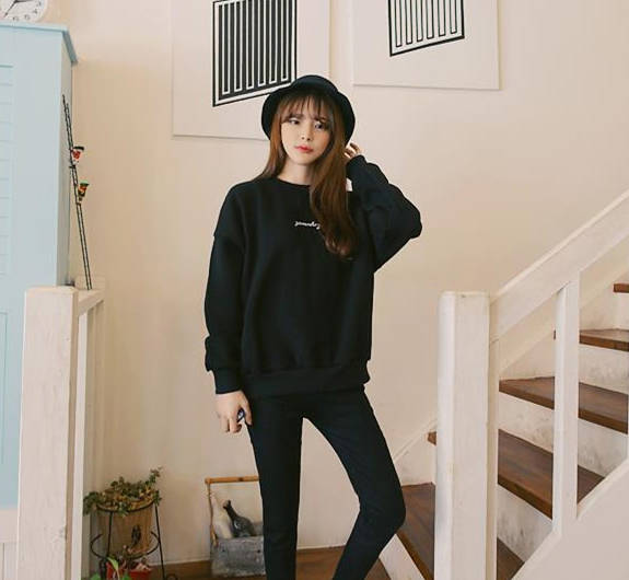 Korean Style Long Sleeve Letter Print Loose-fitting Hoodie For Woman