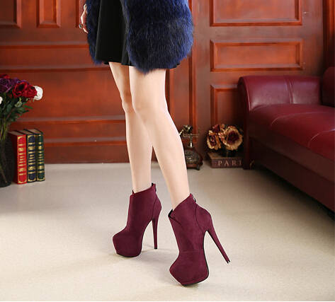 Stylish High Quality Suede Platform High Heel Ankle Boot For Women