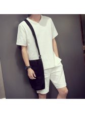 Latest Street Men Suit Loose Short Sleeve Casual Fashion Solid Color