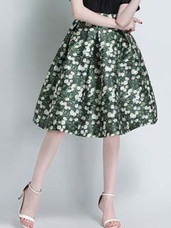 Latest Fashion Floral Print High Waisted Fluffy Skirt Expansion Skirt