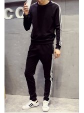 Casual Style Contrast Color Long Sleeve Mans Hoodie and Long Pants