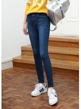Korean Classic Brand Solid Color High-Waist Women Denim Jeans