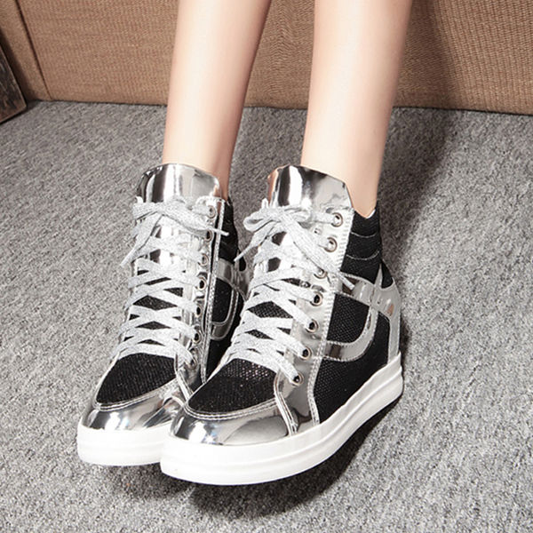 Casual Style Sport Lace Up Round-toe Women Sneaker Platform