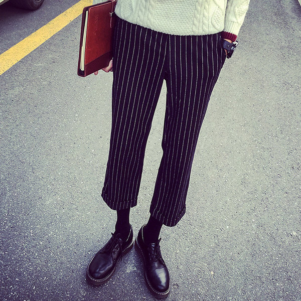 korean striped pants