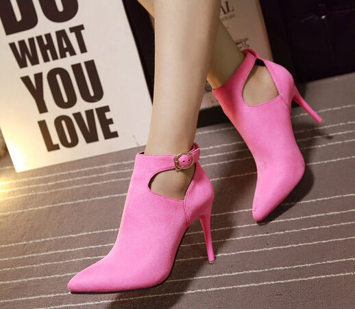 Korean Elegant Women Solid Hollow Out Sexy Pointed-toe Boot