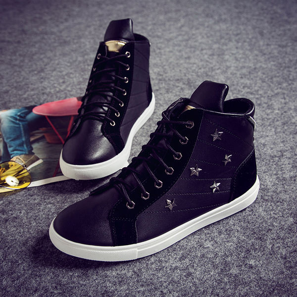 New Collection College Men Round-toe Lace Up Star Metal Decor Shoes