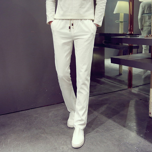 Factory Outlet Korean Fashion Men Solid Color Drawstrings Long Harem Pants