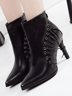 Korean Style Chunky Heel Platform Lace Up Boots