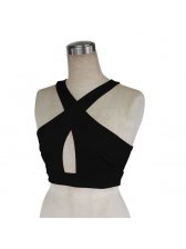 Wholesale Online Women Clothing Sleeveless Halter Neck Cropped Top Tank