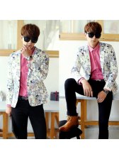 Japanese Style Men Turndown Collar Single-breasted Floral ...