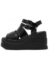 Japanese Style Black Wedge Casual Sandals XFK030303BA
