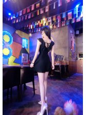 Outlet Sexy Deep V Color Block Bandage Club Dress