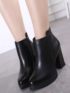 Korean Fashion Pure Color Straps Chunky Heel Boots