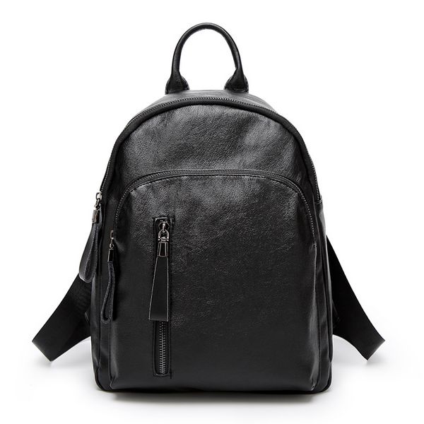 Wholesale Korean Style Zipper Black Backpack TZJ041552 | Wholesale7.net