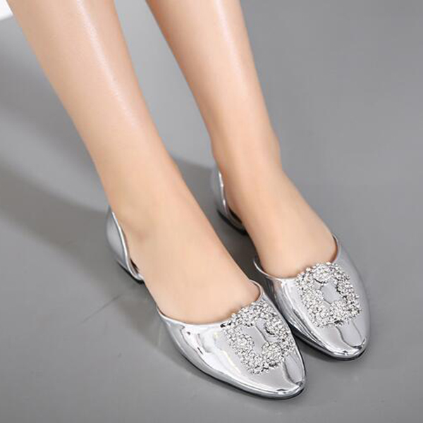 Wholesale Chic Diamonds Studded Round Toe Flats RPJ072671 | Wholesale7.net