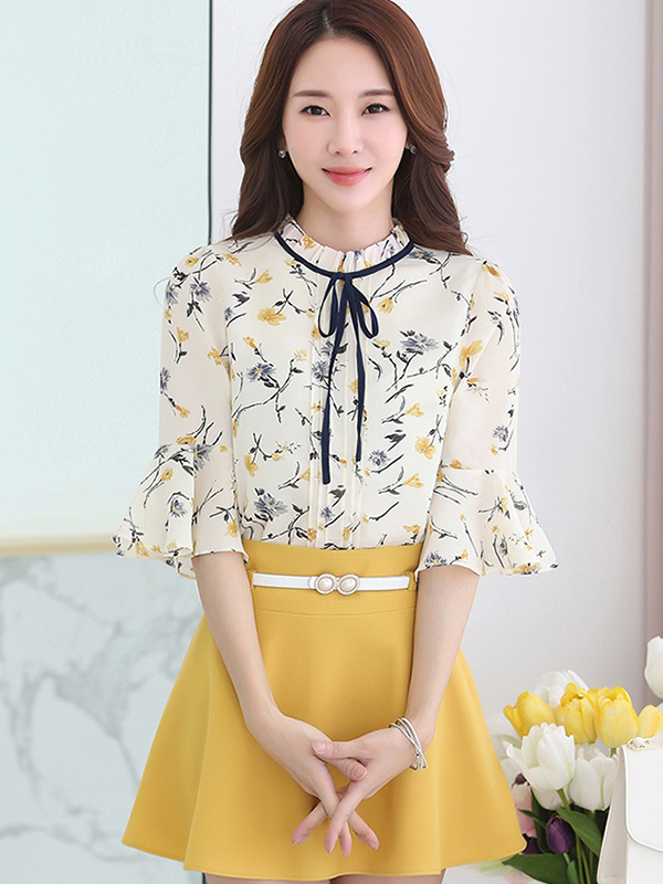 Wholesale Korean Ladies Floral Chiffon Blouse Design SPJ062942 ...