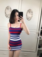 All Match Colorful Stripe Sexy Bodycon Dress