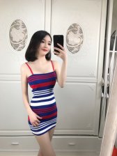 All Match Colorful Stripe Sexy Bodycon Dress
