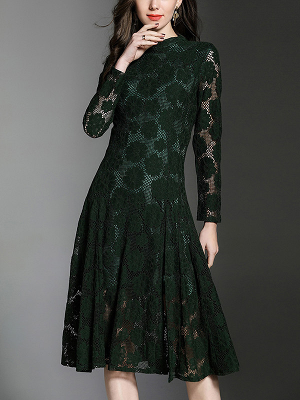 Wholesale Fashion Crew Neck Green Lace Dinner Gown AFJ101370GE ...