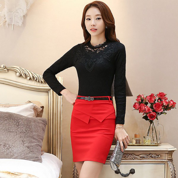 Wholesale Korean Stylish Solid Long Sleeve Lace Blouse Design SPJ102023 ...
