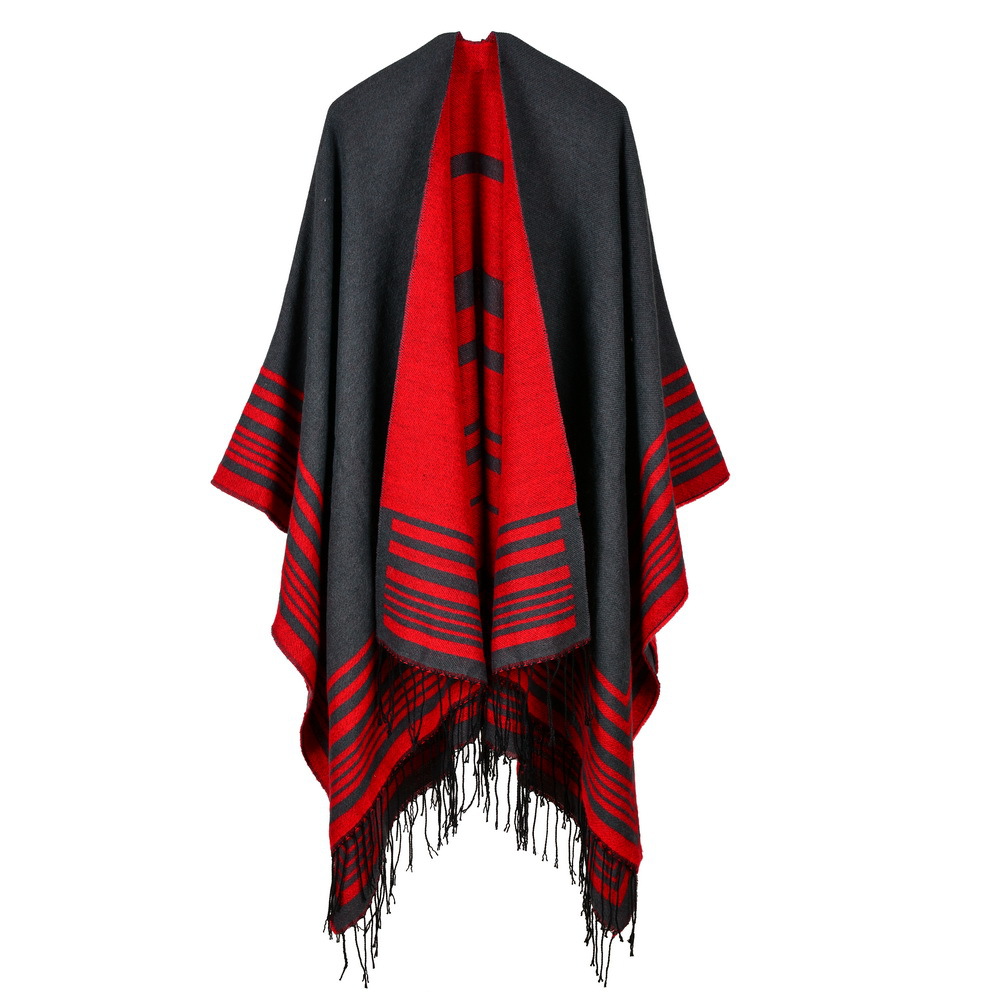 Wholesale Chic Red Gray Fringe Winter Scarf (3-4 Days Delivery ...