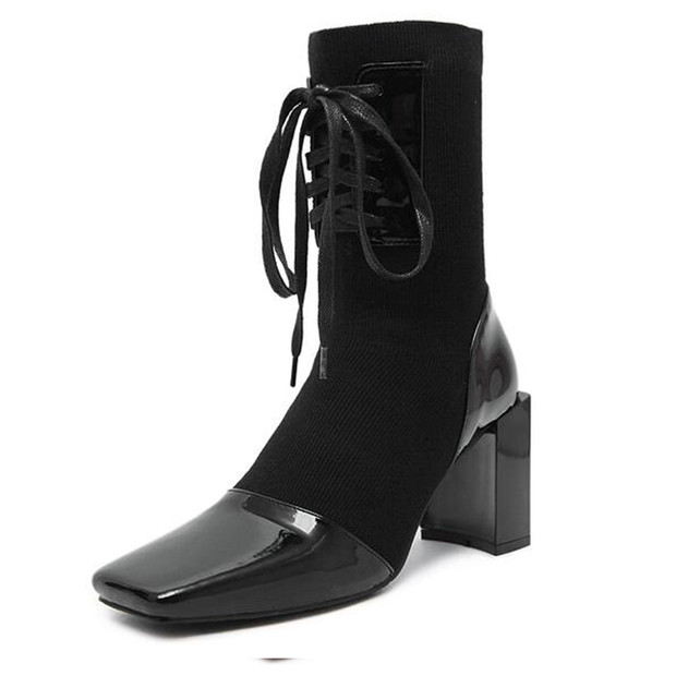 black square toe dress boots