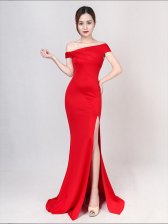 Inclined Shoulder Fashion High Slit Fishtail Dress