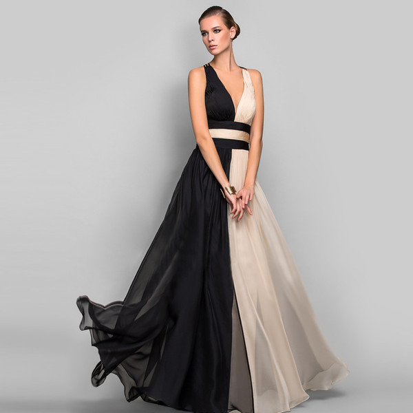 color block evening gown