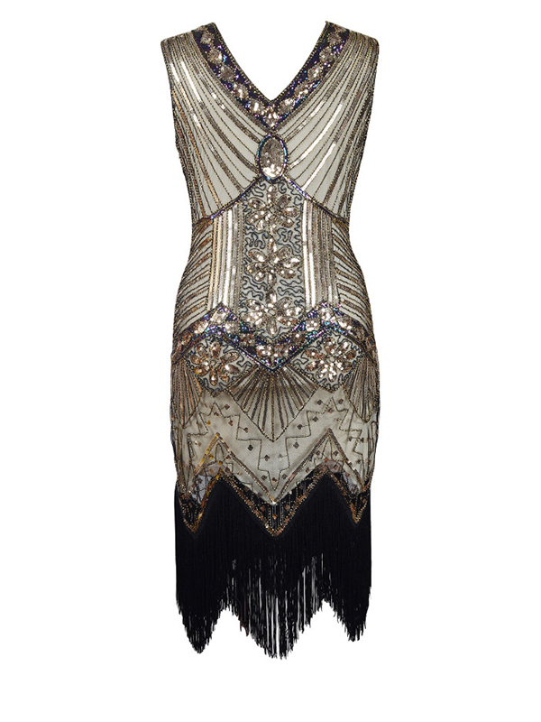 Wholesale Vintage Tassel Beading Sequined Sleeveless Evening Dress ...