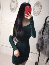 One Shoulder Sexy Velvet Bodycon Dress