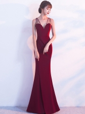 Elegant Strap Fitted Slit Fishtail Long Evening Dress