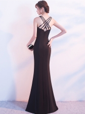 Elegant Strap Fitted Slit Fishtail Long Evening Dress