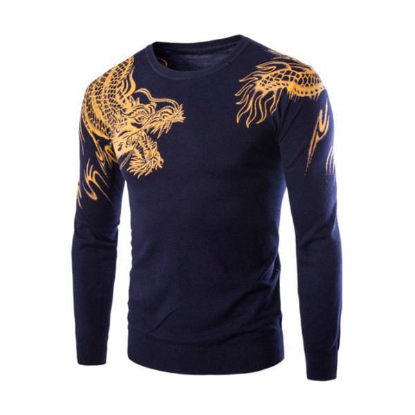 Wholesale New Arrival Crew Neck Dragon Pattern Sweater For Men ...