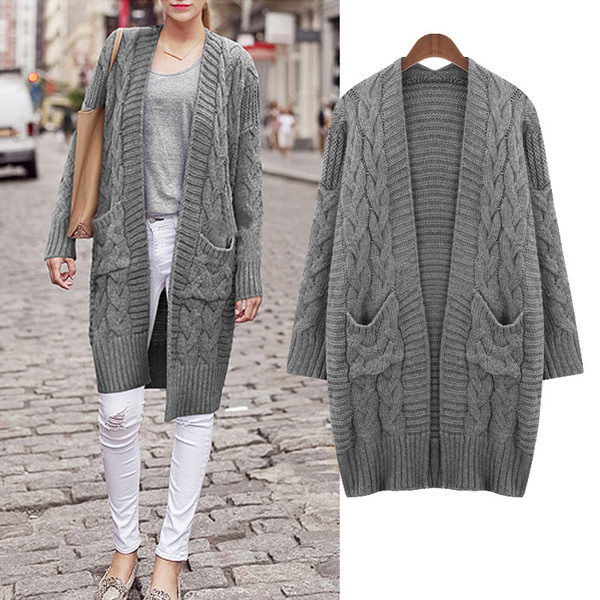 Wholesale Plus Size Gray Sweater Cardigan For Women SPJ121512GA ...