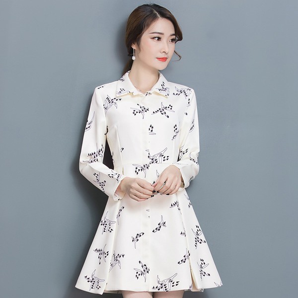 Wholesale White Korean Style Elegant Floral Dress AZJ122075WI ...