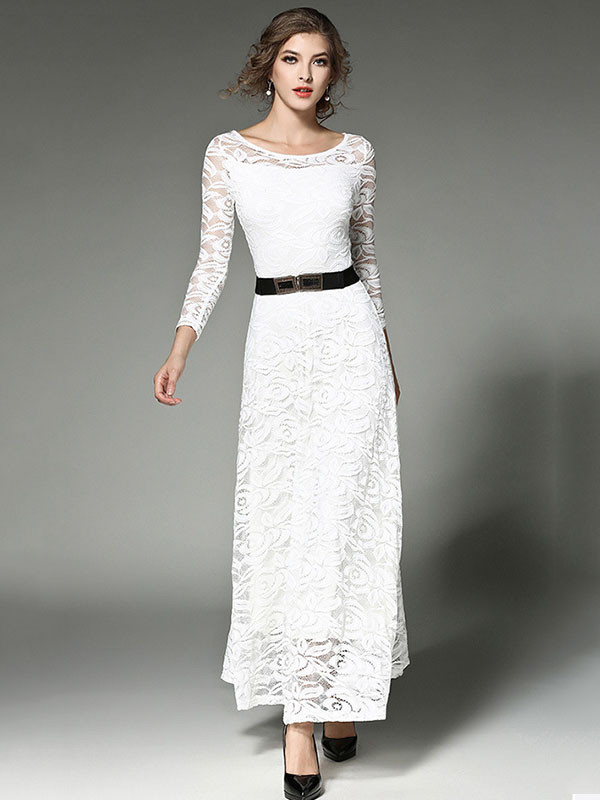 Wholesale Hot Sale Lace Smart Waist Long Sleeve Evening Dress OFJ122732 ...