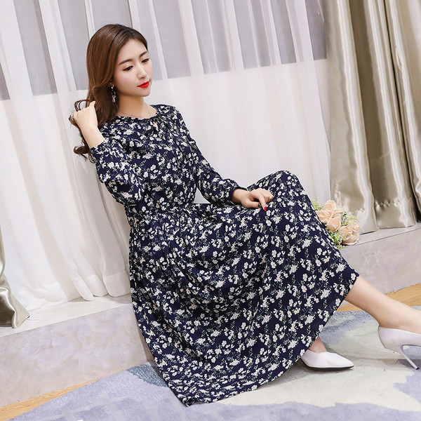 Wholesale Korean Fashion Chiffon Floral Dresses For Women Zfg030125db