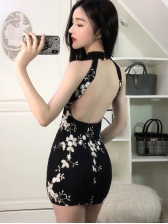 Backless Halter Neck Sexy Sequined Dress 