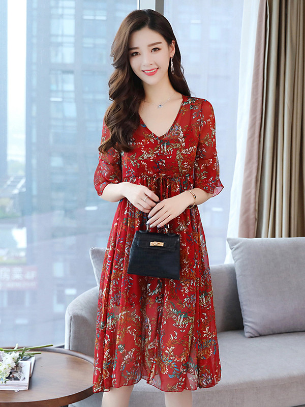 Wholesale Korean Fashion V Neck Chiffon Two Pieces Dresses ZFG041612 ...